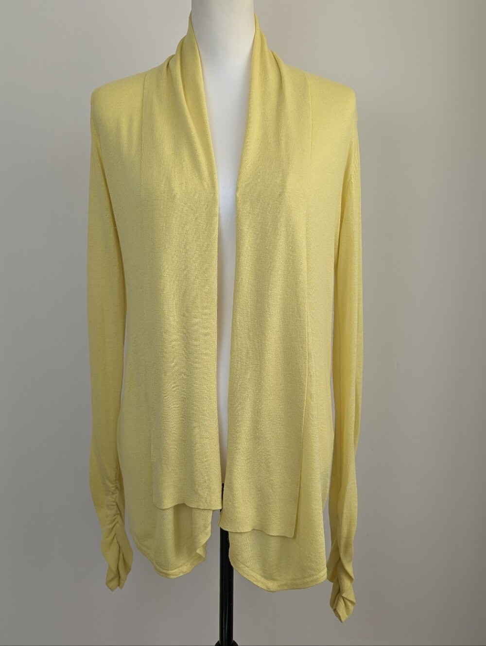INC International Concepts Lightweight Draped Open Front Cardigan Yellow SMALL